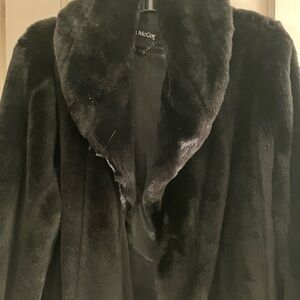 Black Mink Faux Fur Coat long sz L